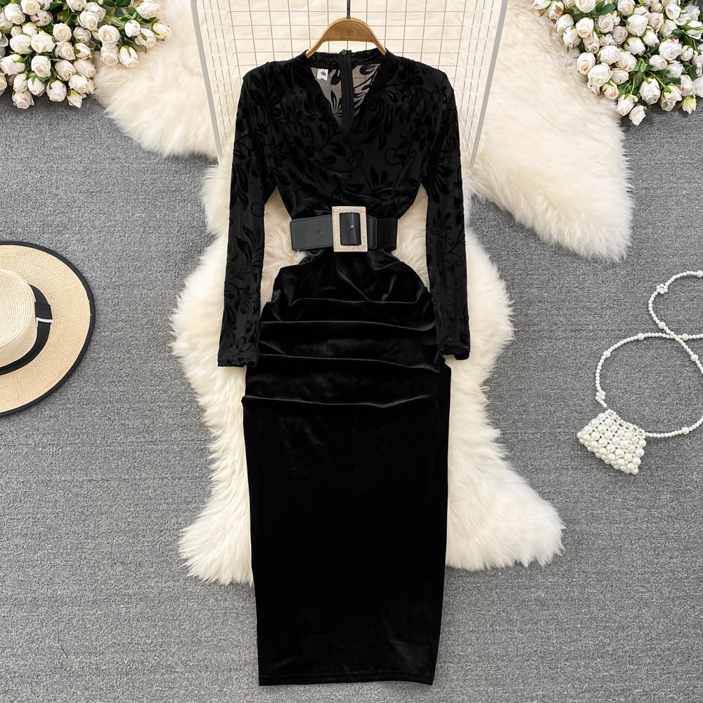 Elegant Pleated Print Faux Two-Piece Dress