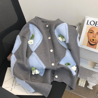 Floral Decorated Handcrafted Cardigan