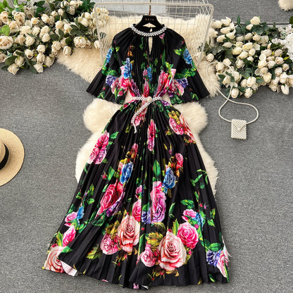 Elegant Floral Embroidered Beaded Dress