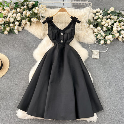 Delicate Pleated Bow Slip Dress
