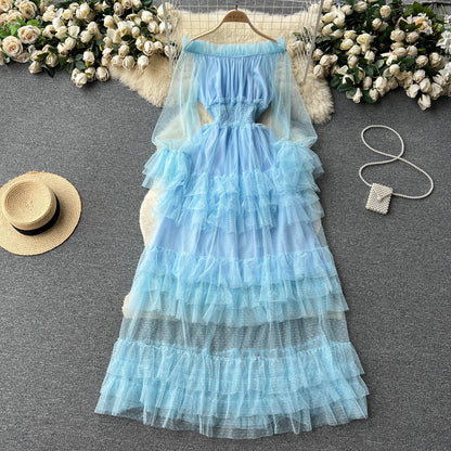 Ruffled Tulle Maxi Dress