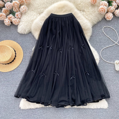 Ethereal Bow-Trimmed Tulle Skirt