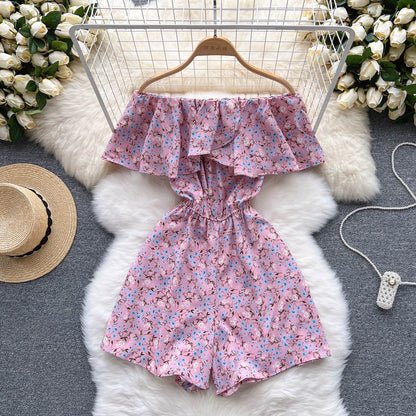 Strapless Floral Ruffled Jumpsuits
