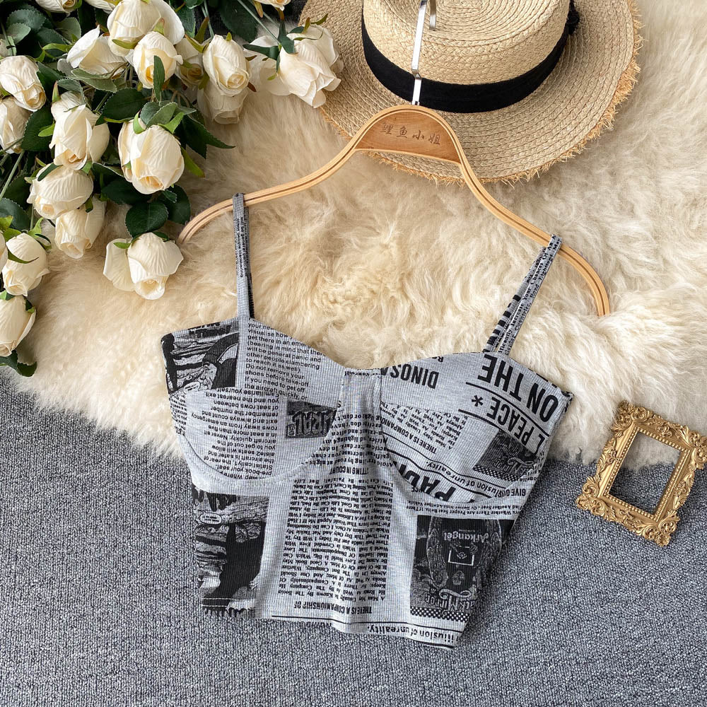 Newspaper Print Camisole
