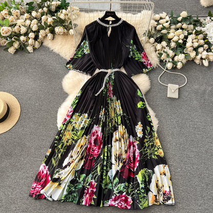 Elegant Floral Embroidered Beaded Dress