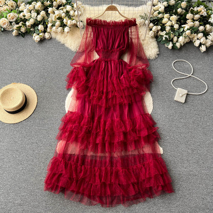 Ruffled Tulle Maxi Dress