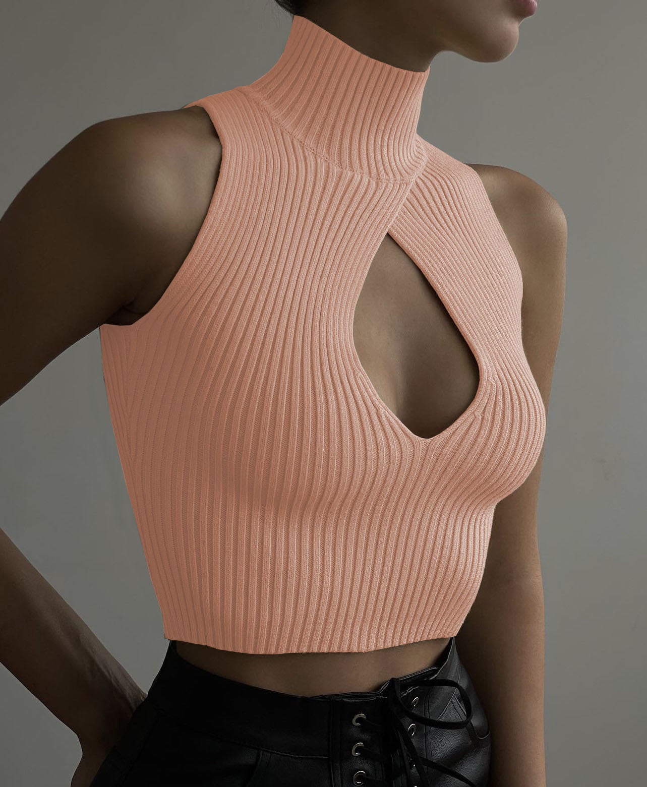 Women's Turtleneck Cut-Out Sweater