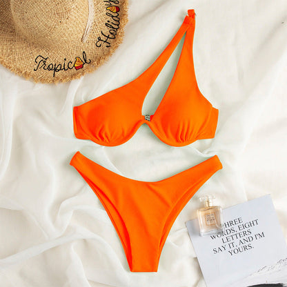 One-shoulder Split Bikini