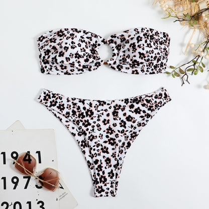 Halterless Multi-coloured Printed Bikini