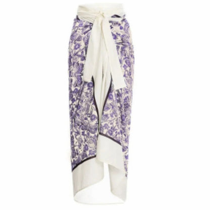 Floral Swimwear&Lace-up Apron Skirt