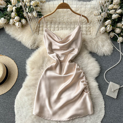 Elegant Waist-skimming Satin Slip Dress