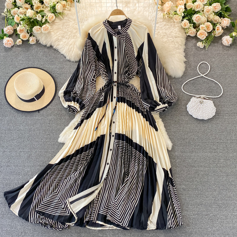 Round Collar Floral Printed Satin Dress