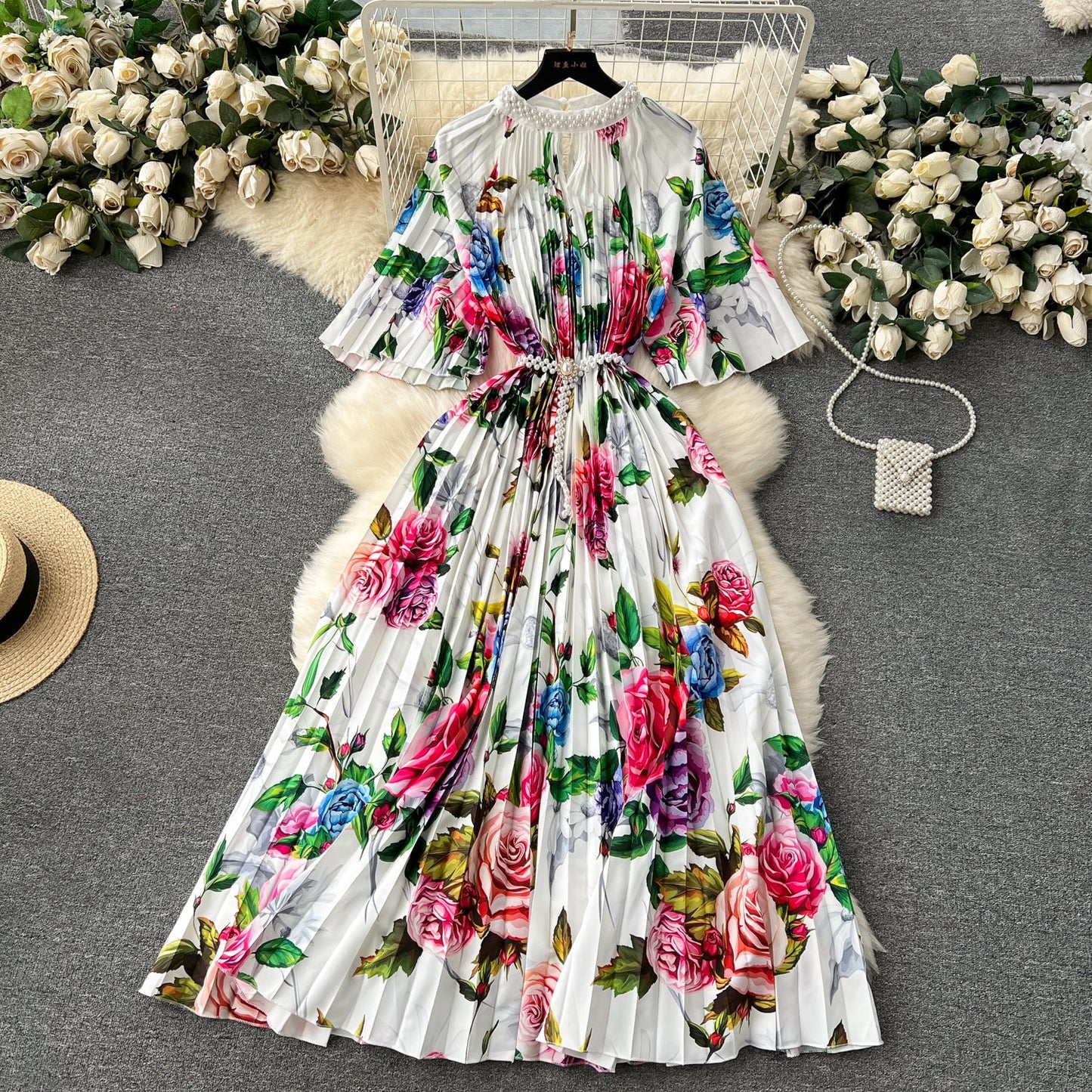 Elegant Floral Embroidered Beaded Dress