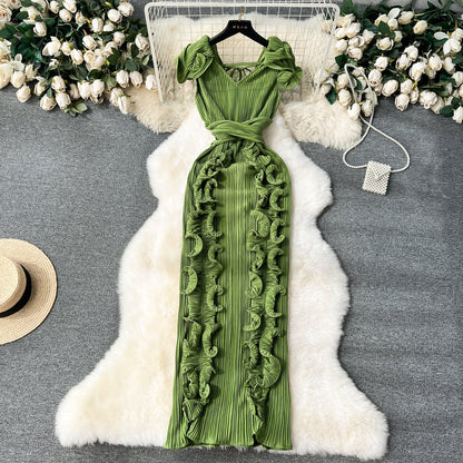 Designer 3D Ruffled Cocktail Dress
