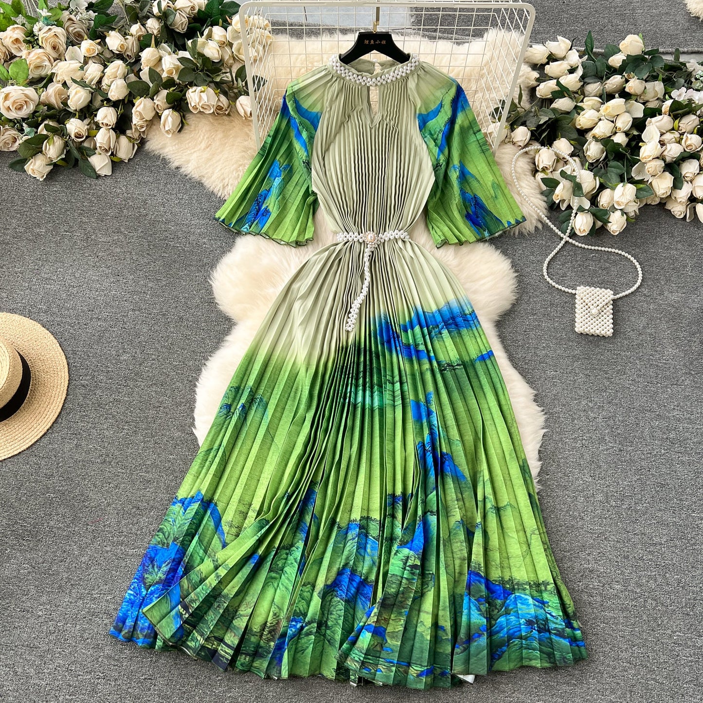 Elegant Floral Embroidered Beaded Dress