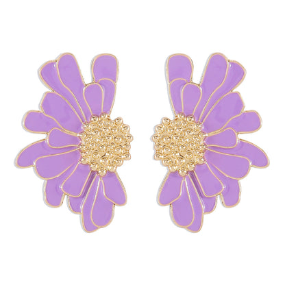 Vintage Alloy Flower Stud Earrings