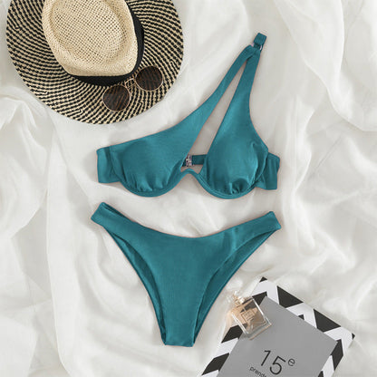 One-shoulder Split Bikini