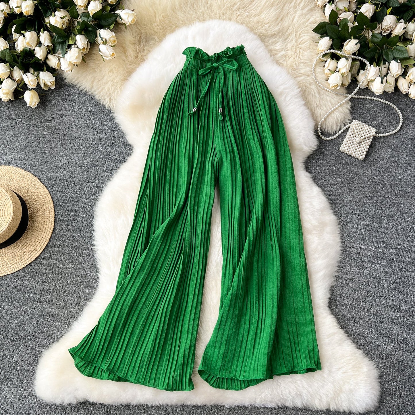Women's Pleated Wide-Leg Flowgy Pants