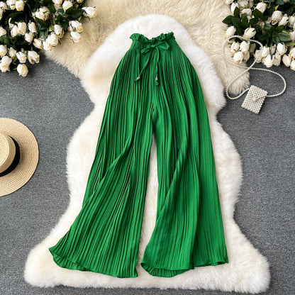 Women's Pleated Wide-Leg Flowgy Pants