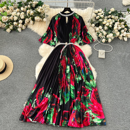 Elegant Floral Embroidered Beaded Dress