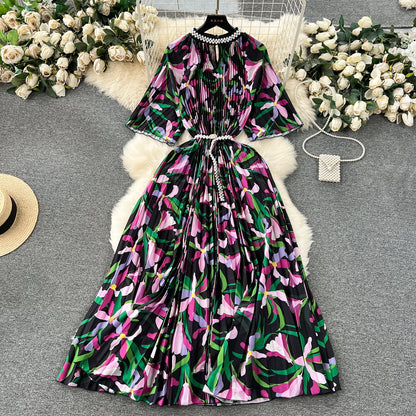 Elegant Floral Embroidered Beaded Dress
