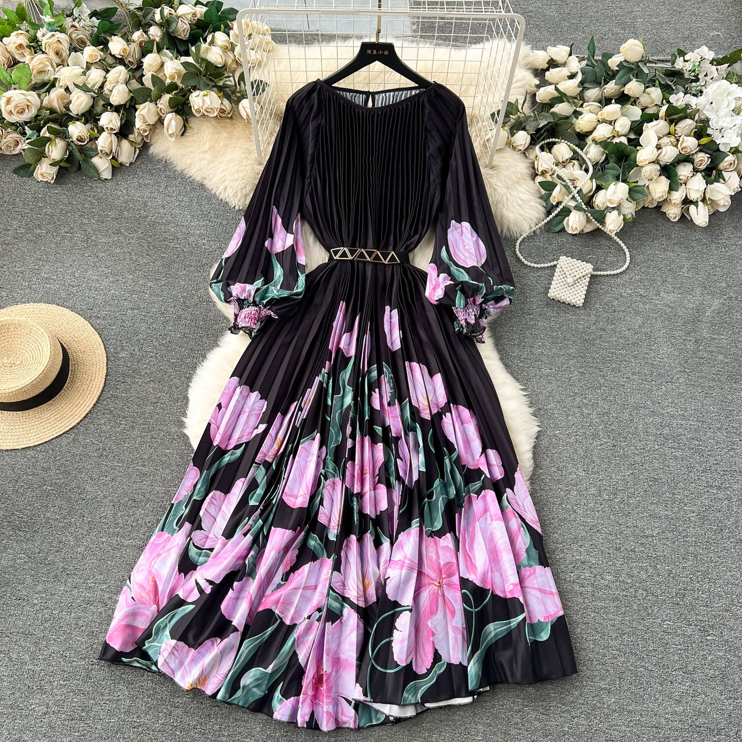 Floral Rhapsody High-Waist Skirt Dress