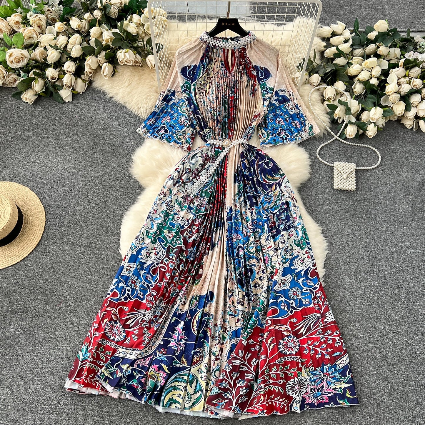 Elegant Floral Embroidered Beaded Dress