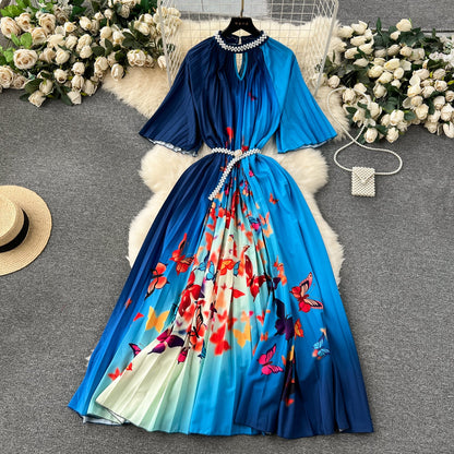 Elegant Floral Embroidered Beaded Dress
