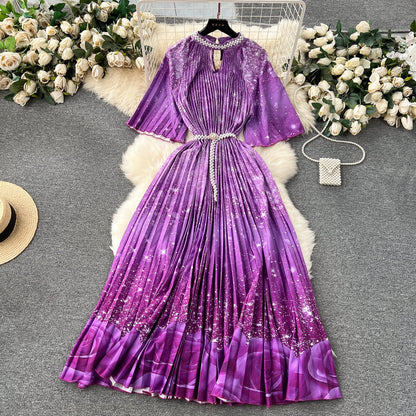 Elegant Floral Embroidered Beaded Dress