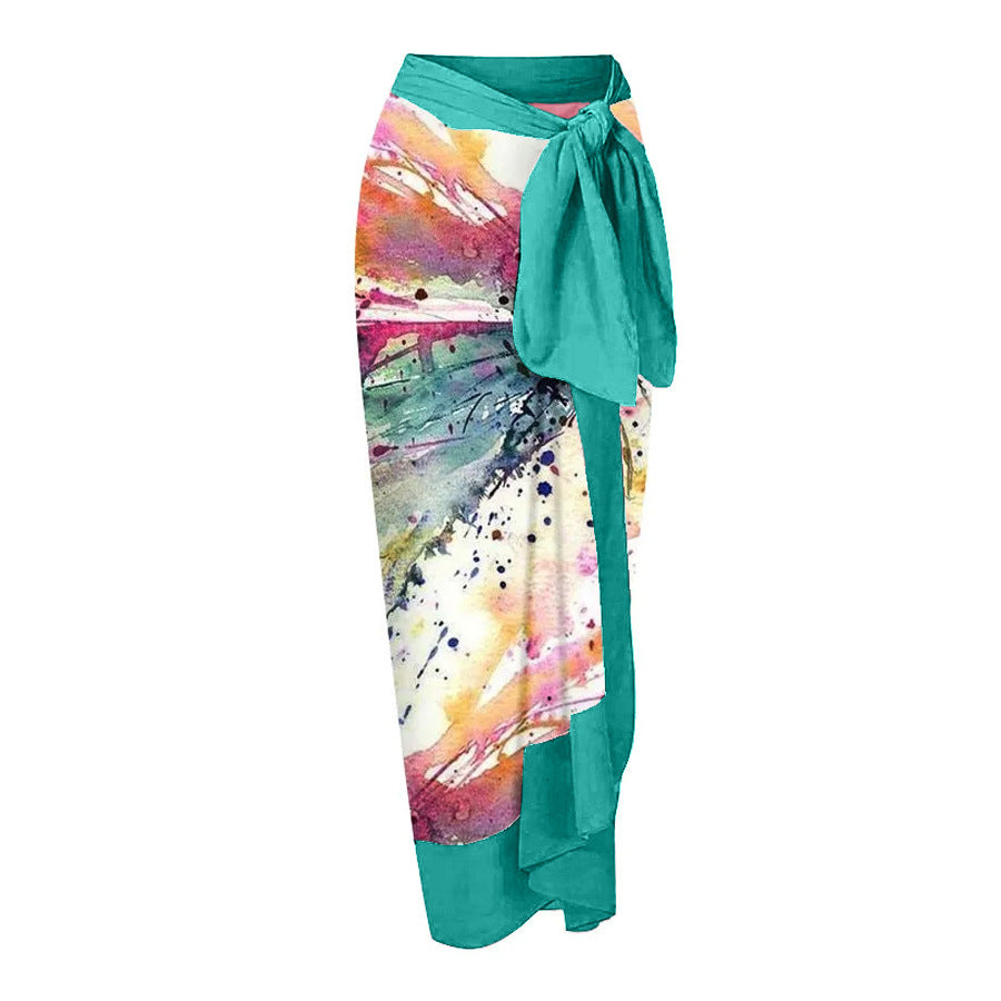 Ruffled Printed One-piece Swimwear&Skirt 2Pcs