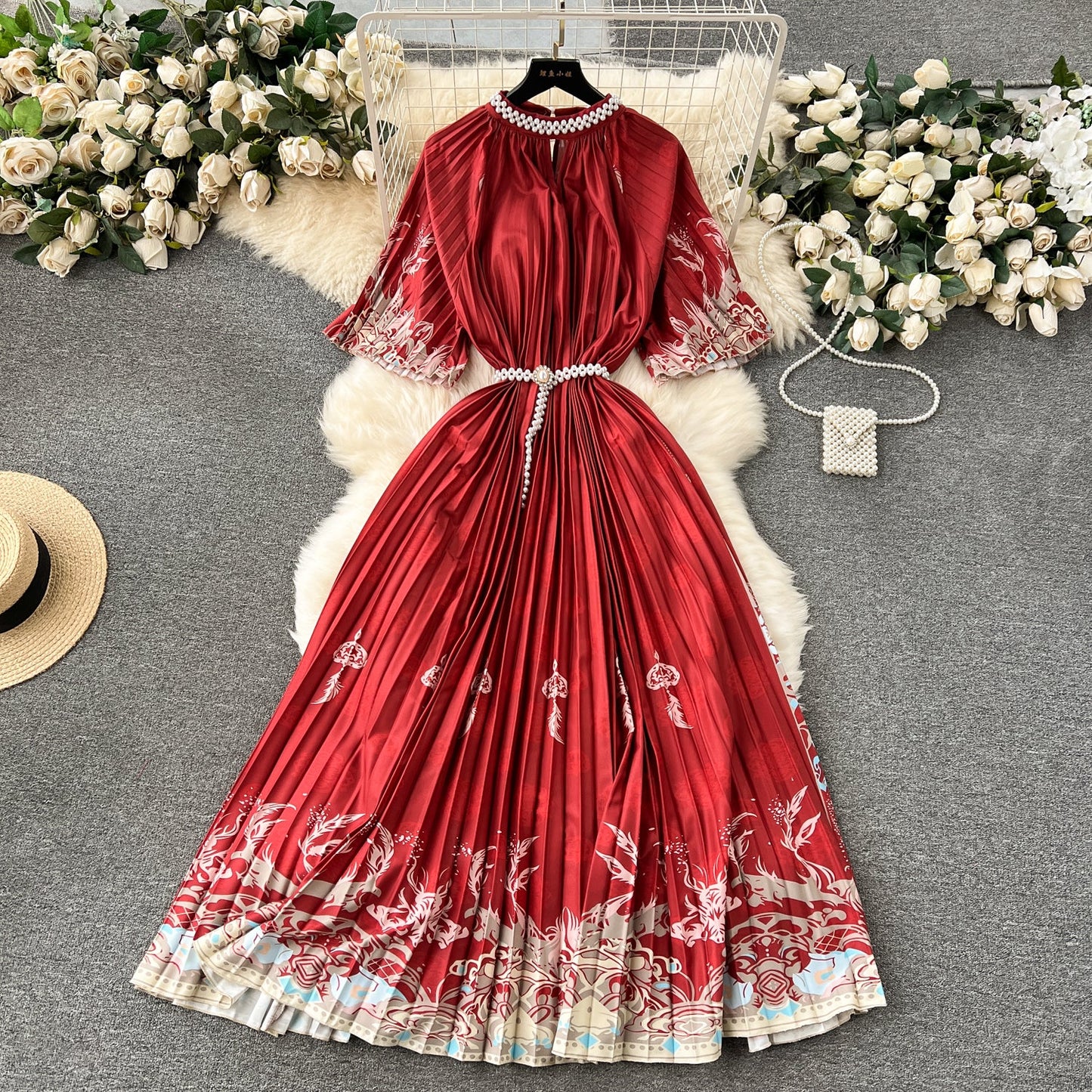 Elegant Floral Embroidered Beaded Dress