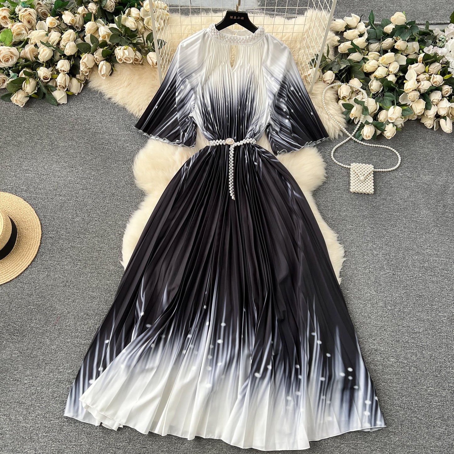 Elegant Floral Embroidered Beaded Dress
