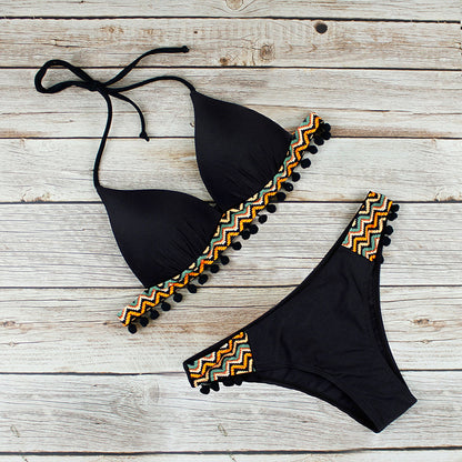 Backless Tribal Print Bikini