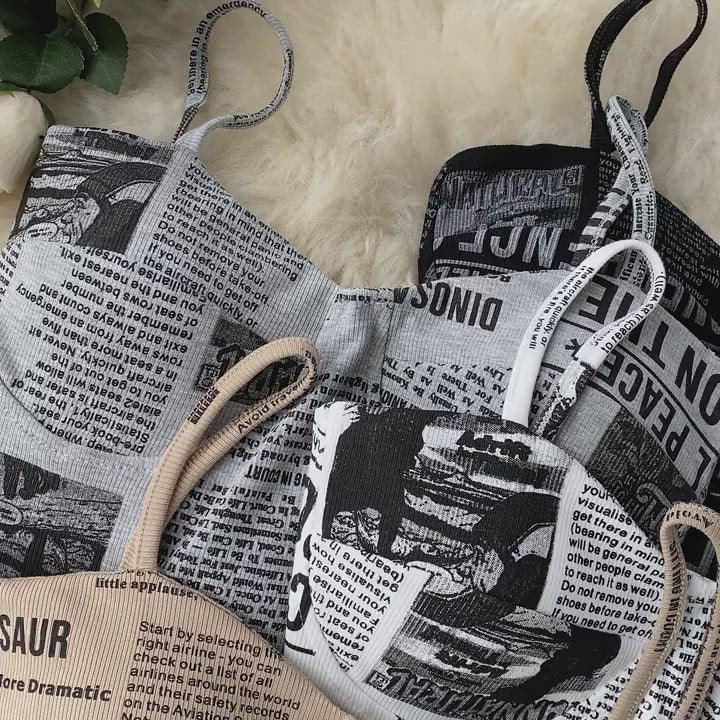 Newspaper Print Camisole