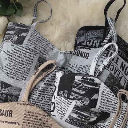 Newspaper Print Camisole