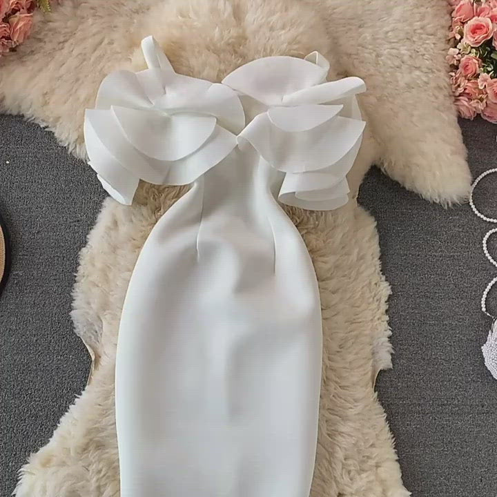 Ruffled Off-the-shoulder Bag Hip Dress