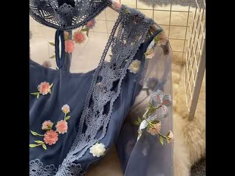 Embroidered Lace And Mesh Embroidered Dress