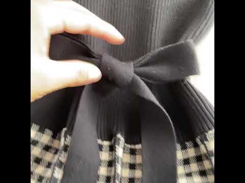 Knit Single-breasted Patchwork Dress