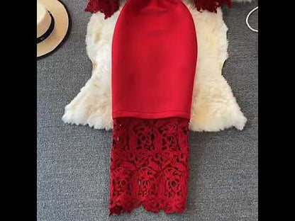 Vintage Lace Off-the-shoulder Dress