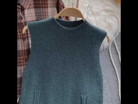 Two-piece Plaid Shirt & Knitted Sweater Vest