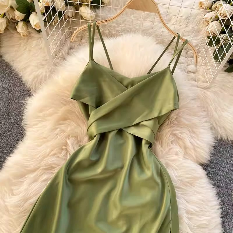 Elegant Cross V-Neck Dress