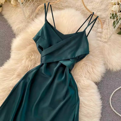 Elegant Cross V-Neck Dress