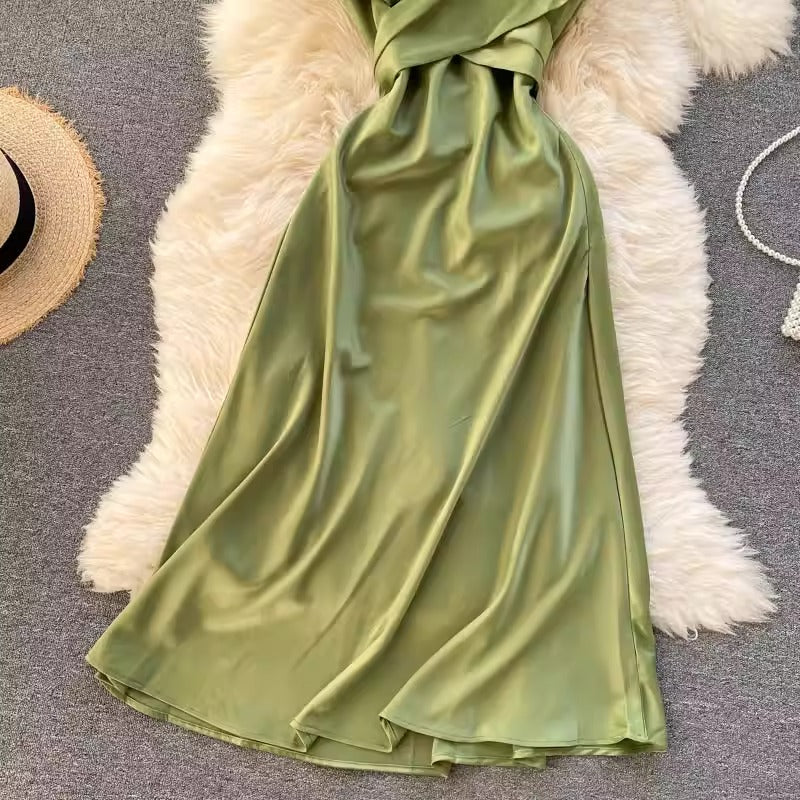Elegant Cross V-Neck Dress